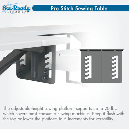 Sewing Machine Craft Table with Folding Top and Storage Cabinet