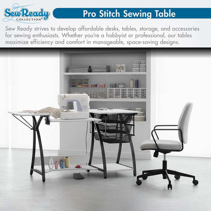 Sewing Machine Craft Table with Folding Top and Storage Cabinet