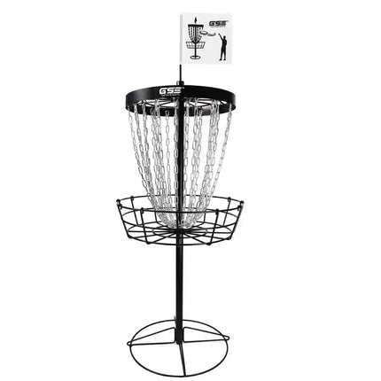 Professional Portable Disc Golf Basket 24-Chain Target Practice Goal Black
