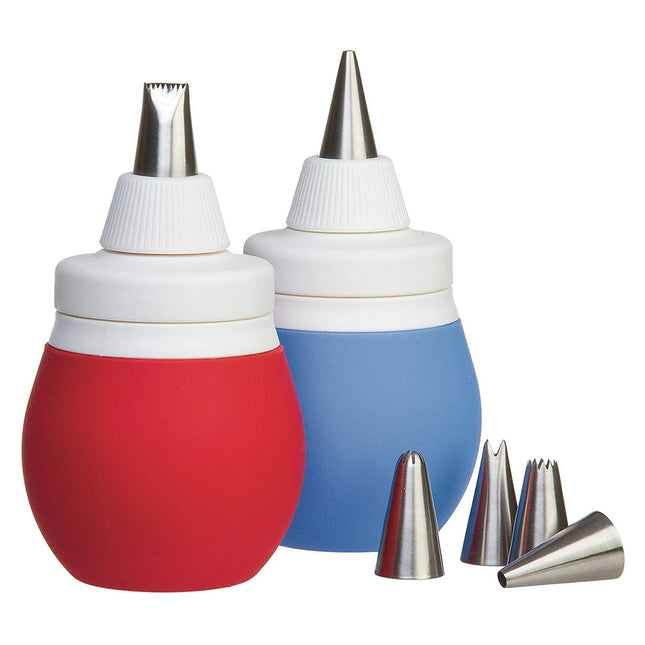 Prepworks Decorating Bulb BWC-70CDP with 3 Piping Tips – Red & Blue