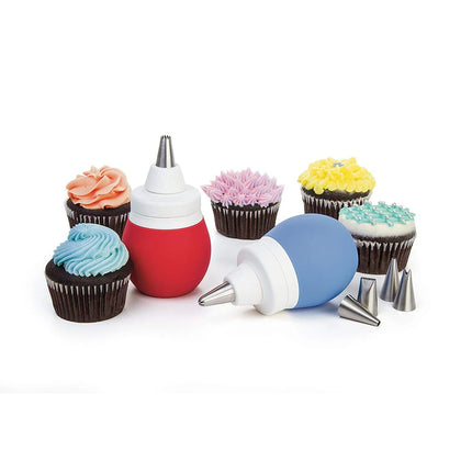 Prepworks Decorating Bulb BWC-70CDP with 3 Piping Tips – Red & Blue