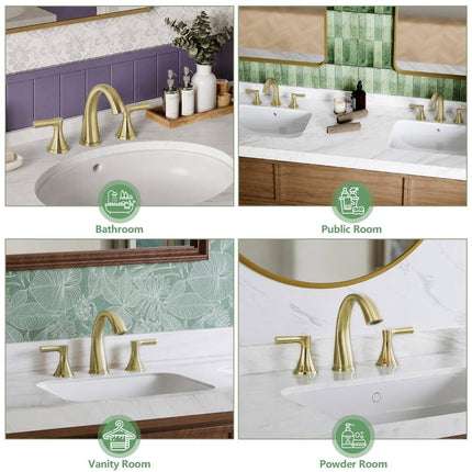 Widespread Bathroom SpotShield Basin Faucet with Drain Assembly, Brushed Gold Finish