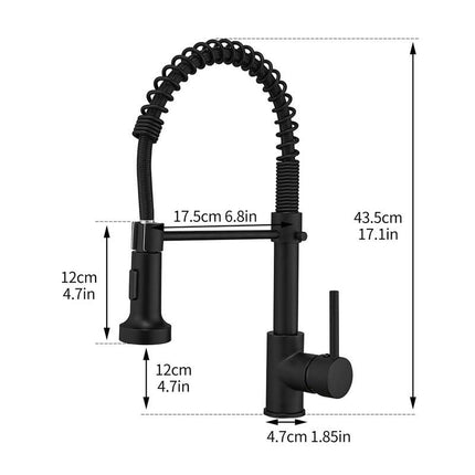 Pull Down Spray Kitchen Faucet Black 2 Function Swivel 1 Handle Design