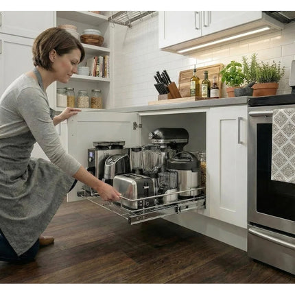 Cabinet Organizer Pull-Out – Heavy Duty Chrome Steel Slide-Out Caddy