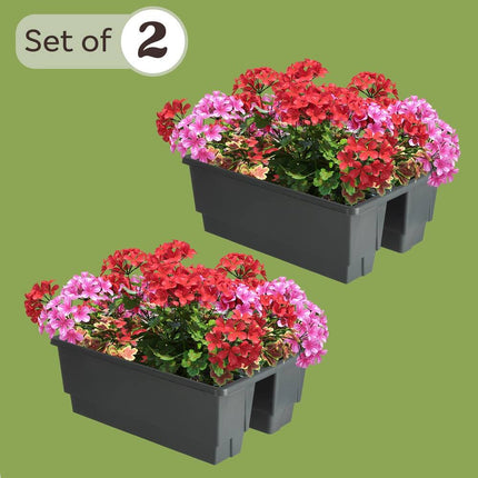 20.75in Railing Planter 6-Gallon Outdoor Flower Box for Balcony Garden Decor