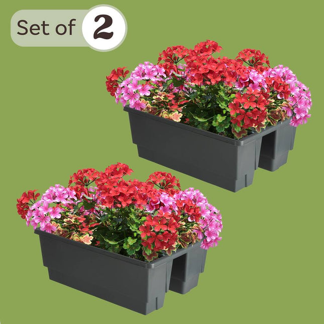 20.75in Railing Planter 6-Gallon Outdoor Flower Box for Balcony Garden Decor