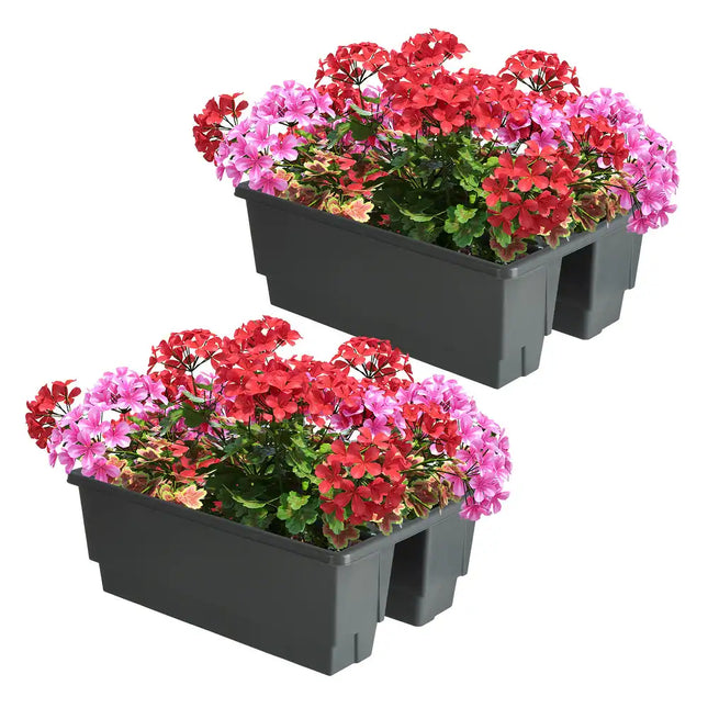 20.75in Railing Planter 6-Gallon Outdoor Flower Box for Balcony Garden Decor