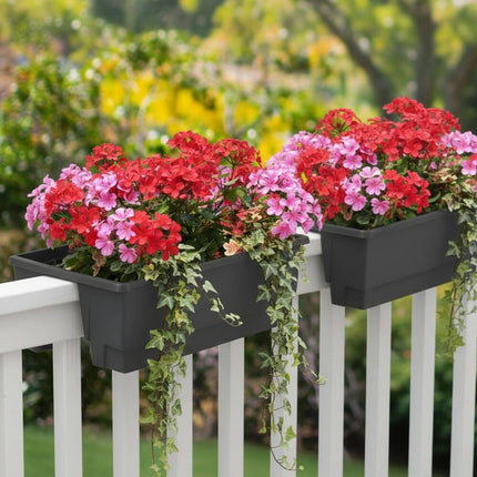 20.75in Railing Planter 6-Gallon Outdoor Flower Box for Balcony Garden Decor