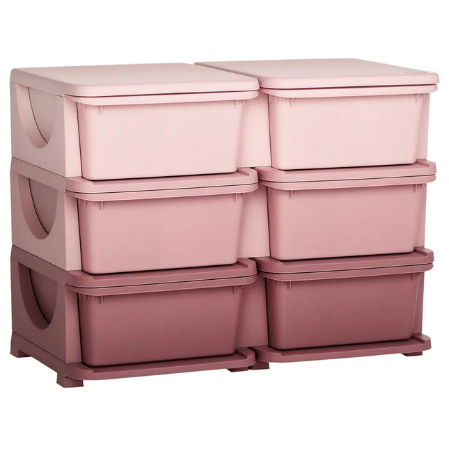 3 Tier Kids Storage Unit with 6 Drawer Plastic Bins Toy Organizer for Bedroom