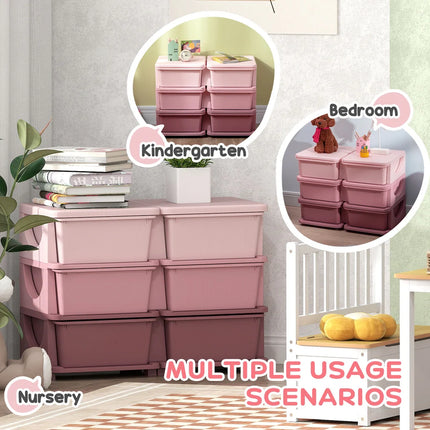 3 Tier Kids Storage Unit with 6 Drawer Plastic Bins Toy Organizer for Bedroom