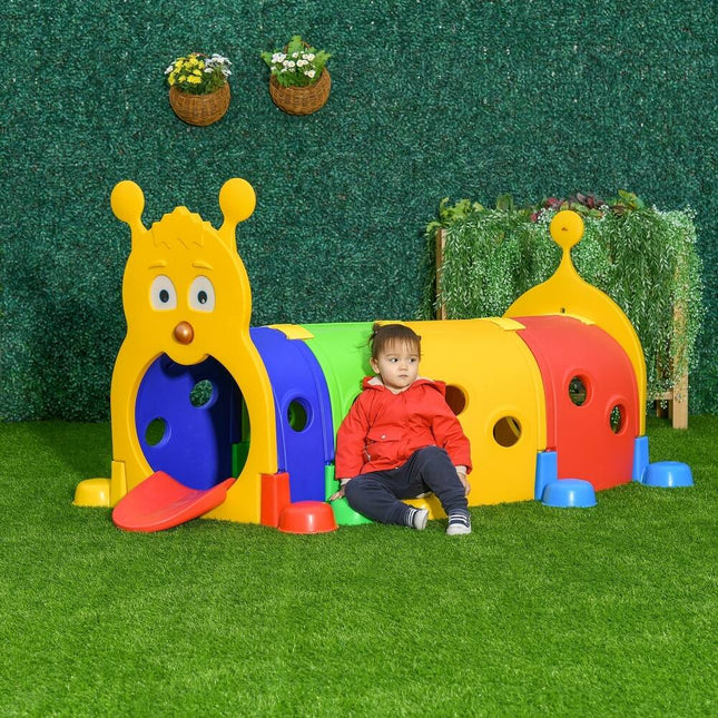 Indoor & Outdoor Caterpillar Kids Play Tunnel Crawling Toy for Ages 3-6 Multicolor