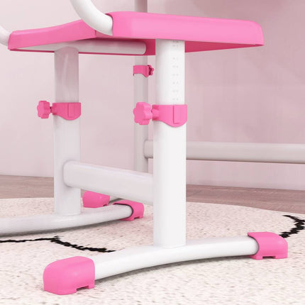 Kids Height-Adjustable Desk & Chair Set - Student Writing & Study Table - Pink