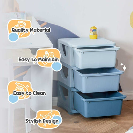 3 Tier Kids Chest Dresser Storage Tower for Bedroom Toy Organizer
