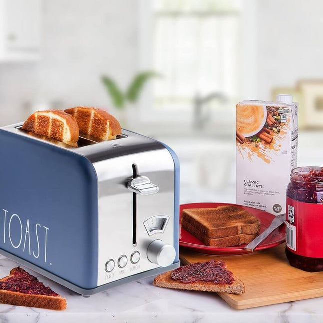 2 Slice Stainless Steel Toaster Wide Slot 5 Settings Bagel Defrost Function