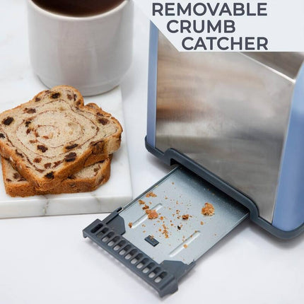 2 Slice Stainless Steel Toaster Wide Slot 5 Settings Bagel Defrost Function