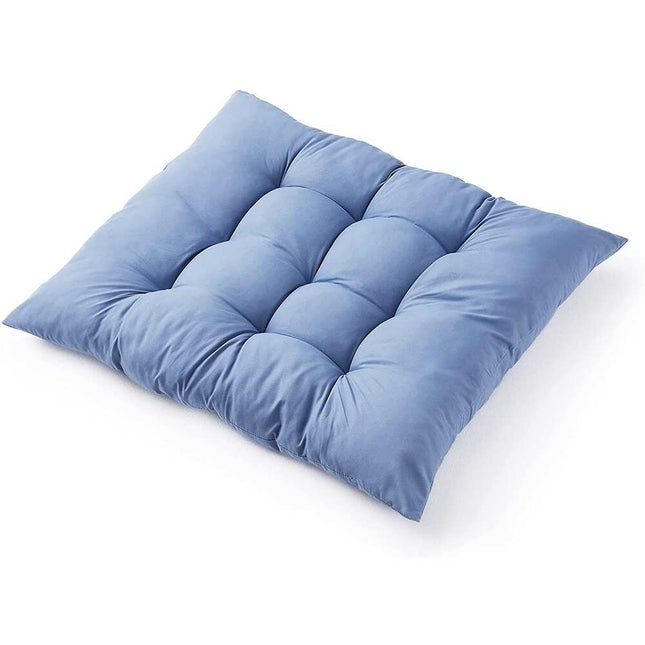Rainha Puffy Tufted Floor Pillow Denim Blue Plush Cushion for Relaxing and Lounging