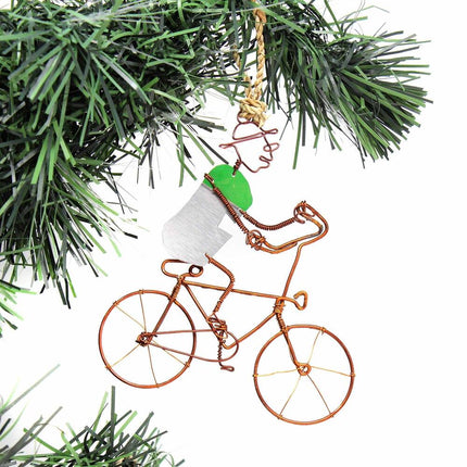 Recycled Wire Bike Rider Figurines Set of 2 Decorative Ornaments
