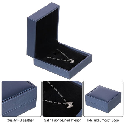Blue Leather Necklace Box – Pendant Jewelry Gift Box