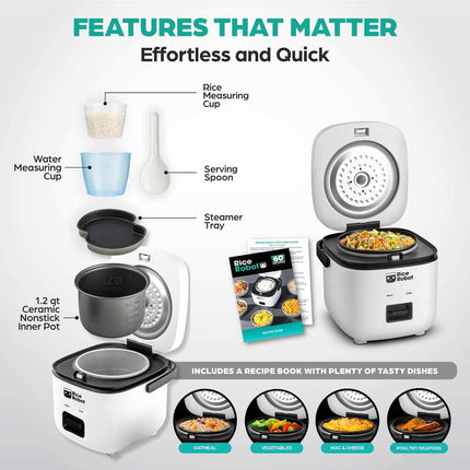 Rice Robot 4.5-Cup Rice Cooker – 1.2L Electric Mini Rice Maker
