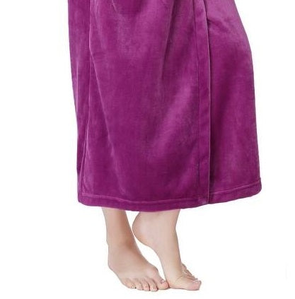 Women's Plush Soft Warm Fleece Bathrobe Purple Cozy Spa Robe Size M