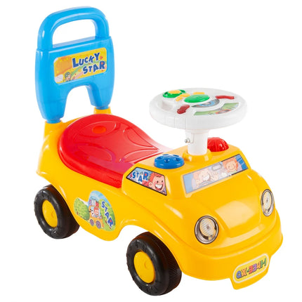 Ride On Activity Car for Babies with Lights Sounds Music Steering Wheel White