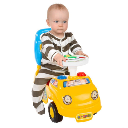 Ride On Activity Car for Babies with Lights Sounds Music Steering Wheel White
