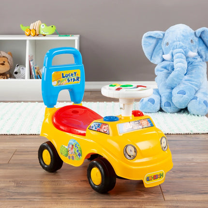Ride On Activity Car for Babies with Lights Sounds Music Steering Wheel White