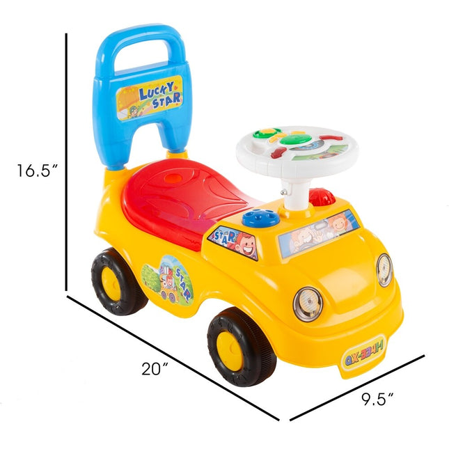 Ride On Activity Car for Babies with Lights Sounds Music Steering Wheel White