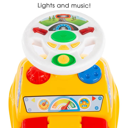 Ride On Activity Car for Babies with Lights Sounds Music Steering Wheel White