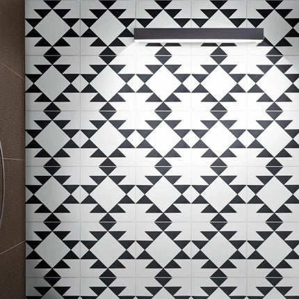 Handmade Rissani Black & White Tiles – Pack of 12, Moroccan Style