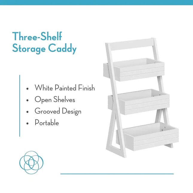 Lightweight Portable 3 Shelf Storage Caddy Organizer White Multi Use
