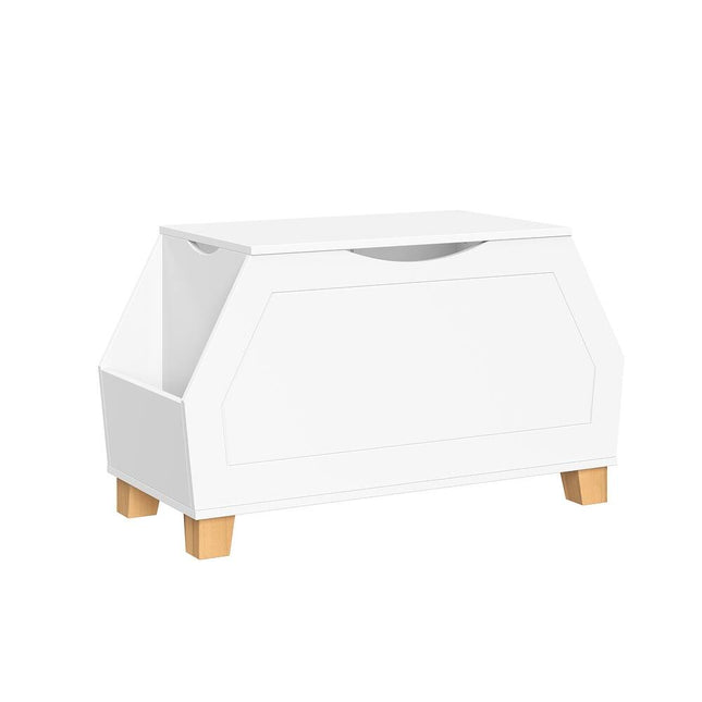 Kids Playroom Catch-All Storage Organizer Box with Side Bookshelves White