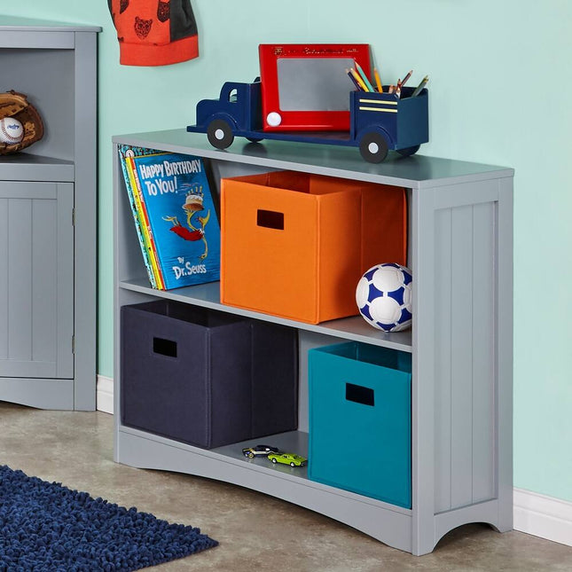 Kids Playroom Horizontal Toy Organizer & Bookshelf - Open Storage Shelves - Grey