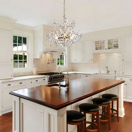 Rosa 6-Light Flower Crystal Chandelier – Brushed Silver-Champagne Finish