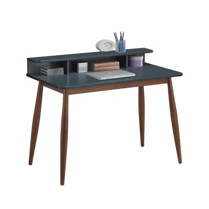 Grey-Blue Roskilde Wooden Desk with Storage for Modern Office Workspace