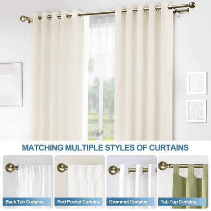 Round Ball Designer Adjustable Double Curtain Rod 28"-48" - Antique Gold Drapery Hardware