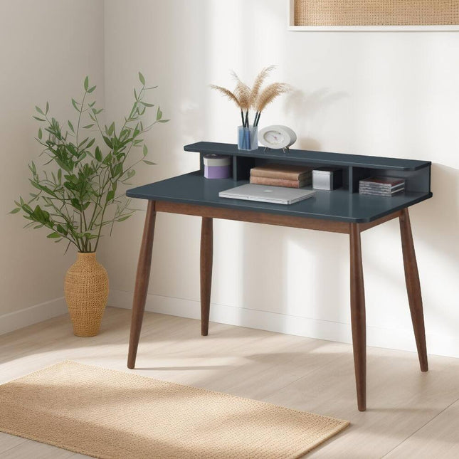 Grey-Blue Roskilde Wooden Desk with Storage for Modern Office Workspace