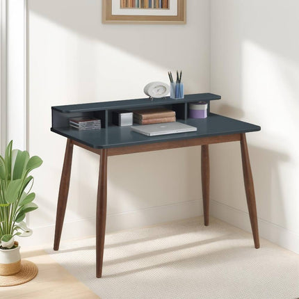 Grey-Blue Roskilde Wooden Desk with Storage for Modern Office Workspace