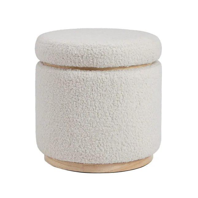 Linon Rue Sherpa Corduroy Storage Ottoman with Soft Upholstered Design