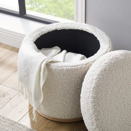 Linon Rue Sherpa Corduroy Storage Ottoman with Soft Upholstered Design