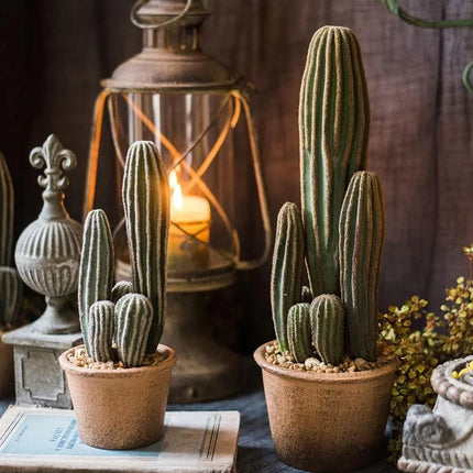 RusticReach Artificial Cactus in Brown Pot Faux Plant Home Decor