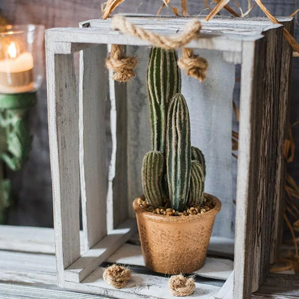RusticReach Artificial Cactus in Brown Pot Faux Plant Home Decor