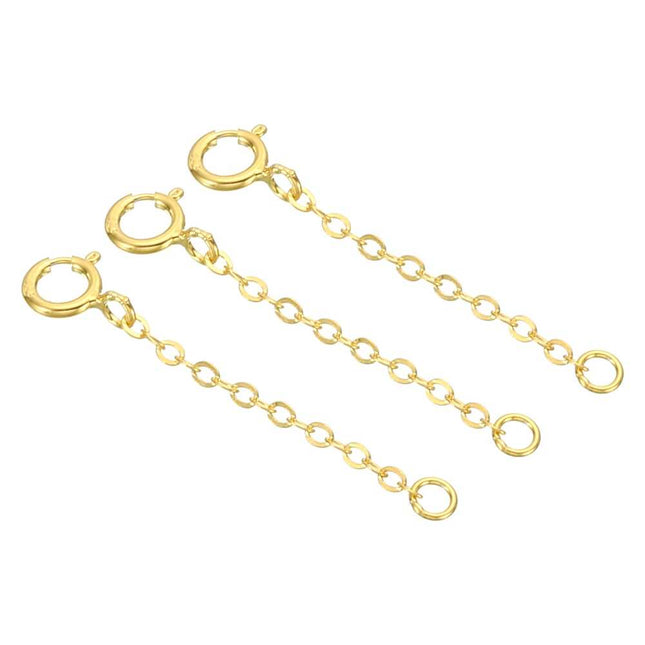 S925 Silver Necklace Extender, Gold Plated Jewelry Chain Extension, 1 Inch