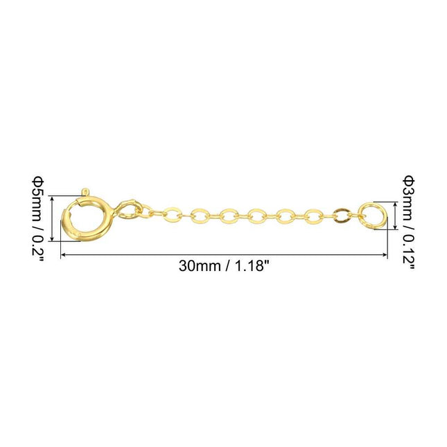 S925 Silver Necklace Extender, Gold Plated Jewelry Chain Extension, 1 Inch