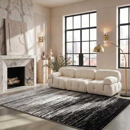 Adirondack Vera Modern Ombre Distressed Area Rug 2'6" x 4' Silver Black