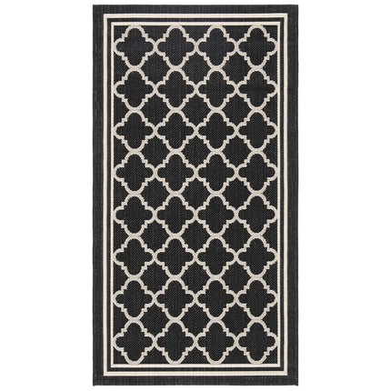 Courtyard Kailani Indoor Outdoor Waterproof Patio Rug 2'7" x 5' Black Beige