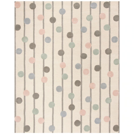Handmade Kids Ganka Dotted Stripe Wool Rug for Bedroom and Nursery