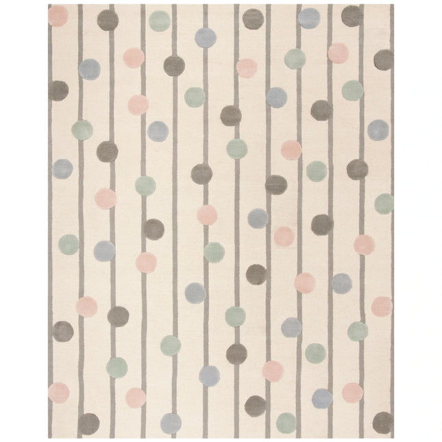 Handmade Kids Ganka Dotted Stripe Wool Rug for Bedroom and Nursery