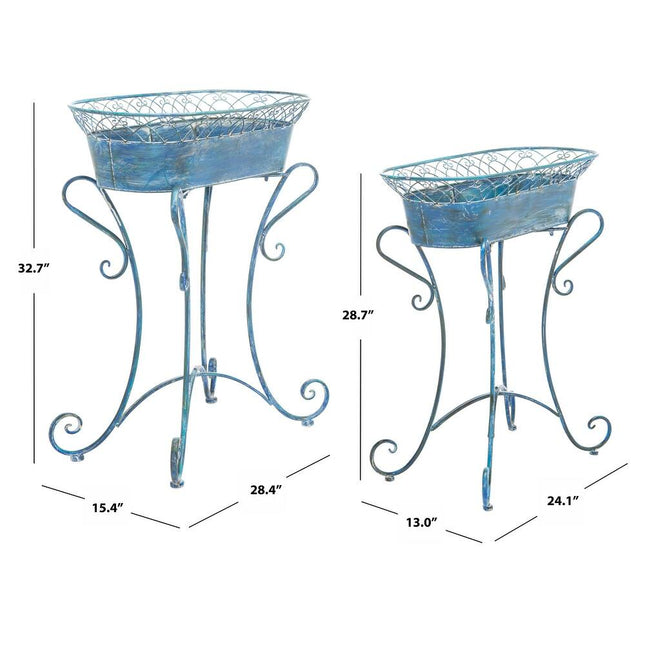 Hendrick Victorian Scroll Iron Outdoor Planter Set – Decorative Garden Pots