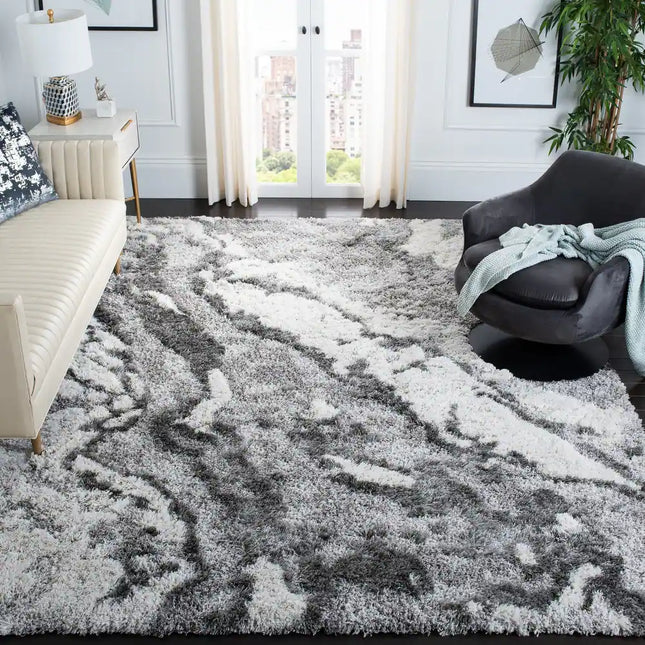 Horizon Shag Mukades Rug – Abstract Design, 2.5-Inch Thick